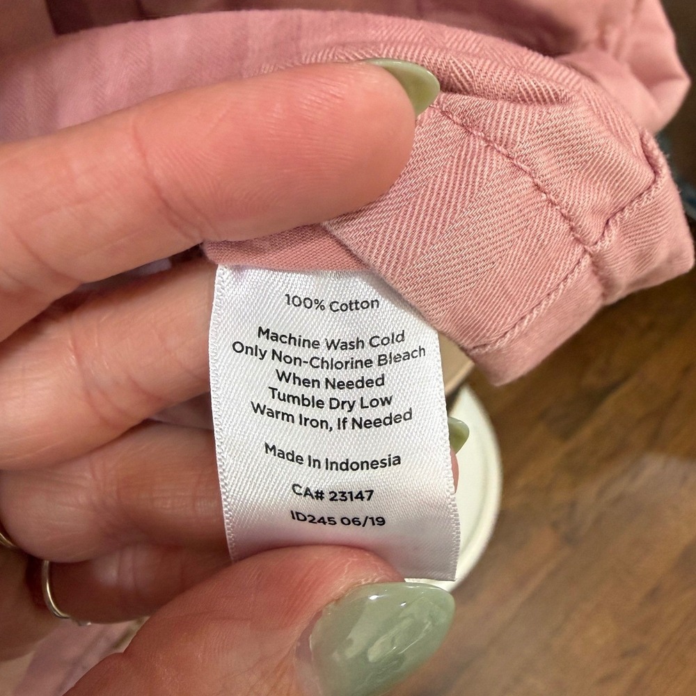 Talbots Pink Utility Jacket Womens Large Cotton Button Front Casual Spring Coat - Picture 6 of 7